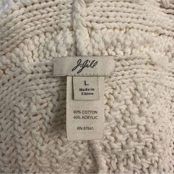 J Jill Crochet Knit Cream Shawl Collar Cardigan Sweater Size L - Picture 4 of 7